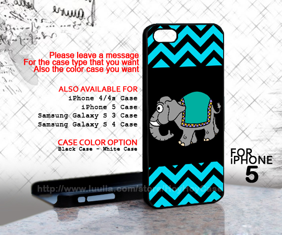 Mint Chevron Elephant - Design On Hard Case For Iphone 5 Black Case Cover - Please Leave Note For The Case Color: White Case Or Clear Case